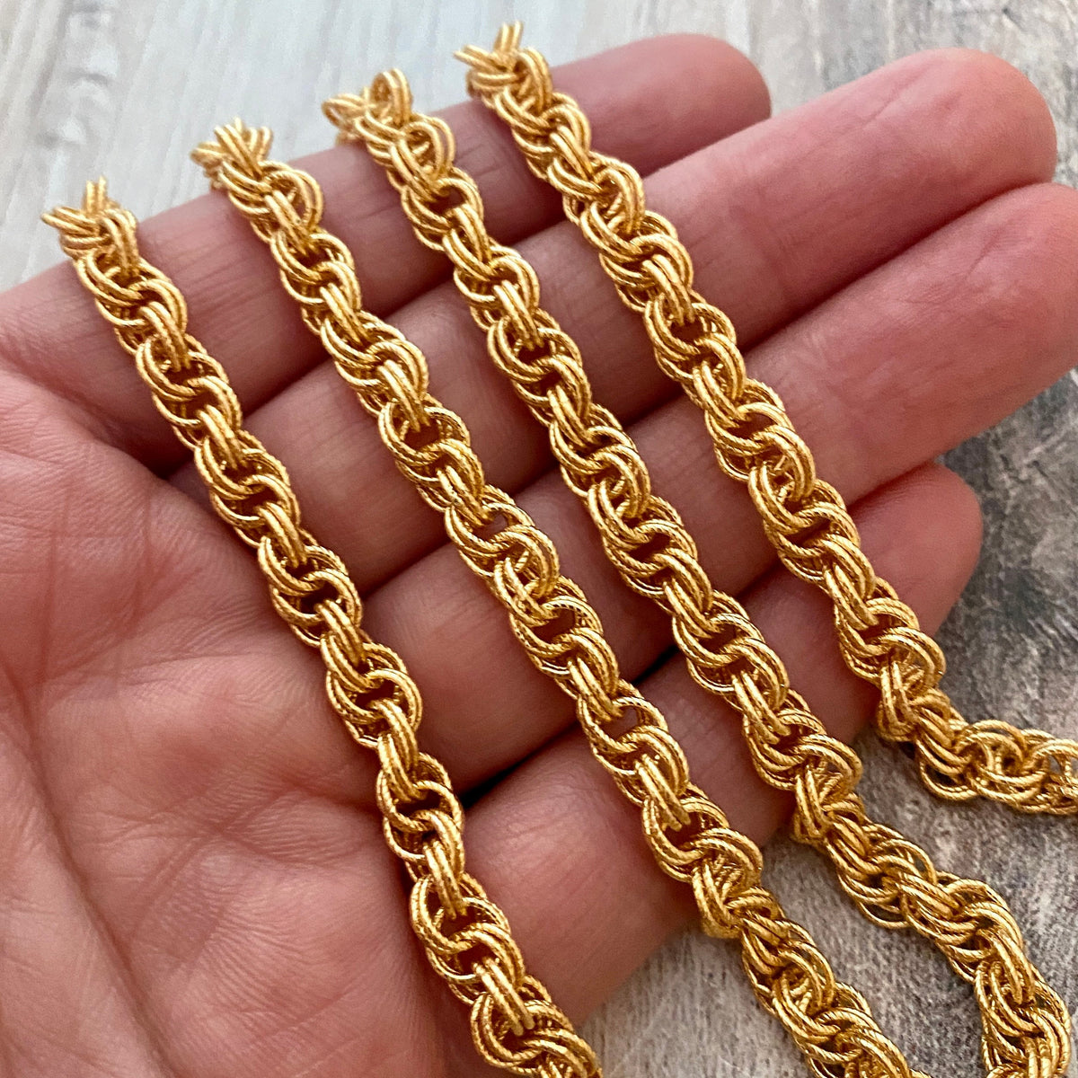 Cable Chain Gold, Double Circle Links, Bulk Chain By Foot, Jewelry Mak –  Carson's Cove