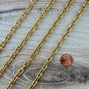 17 Inch Pre-Cut Chunky Paperclip Gold Chain, Ready Made Necklace Chain, Jewelry Making Supplies, GL-2071