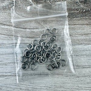 6mm Jump Rings, Silver Jump Rings, Antiqued Jump Rings, 50 jump rings, PW-3004