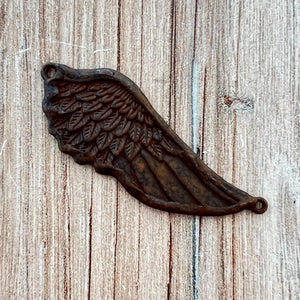 Soldered Angel Wing Connector, Rustic Brown Pendant, Jewelry Making, BR-6271