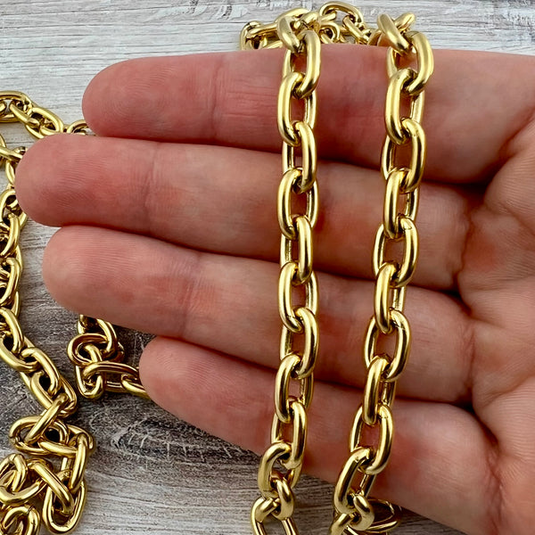 Load image into Gallery viewer, 17 Inch Pre-Cut Chunky Paperclip Gold Chain, Ready Made Necklace Chain, Jewelry Making Supplies, GL-2071
