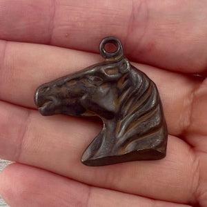 Horse Charm Pendant, Rustic Brown Equestrian, Carson's Cove Artisan Jewelry Supplies, BR-6304