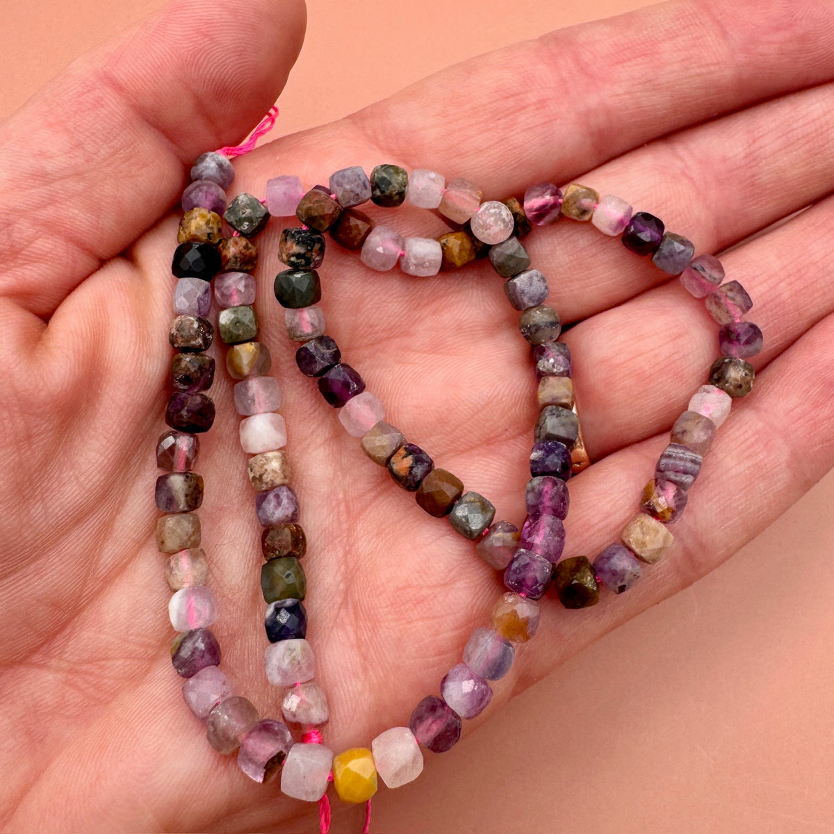 Tourmaline, Multicolor Faceted Cubes, 4mm Faceted Cubes, Full Strand BD-4060