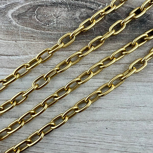 Chunky Paperclip Gold Chain, Thick Link Chain by the Foot, Jewelry Making Supplies, GL-2066