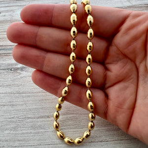 Gold Oval Ball Chain, Rice Chain, Bead Chain, Jewelry Making Supplies, GL-2063