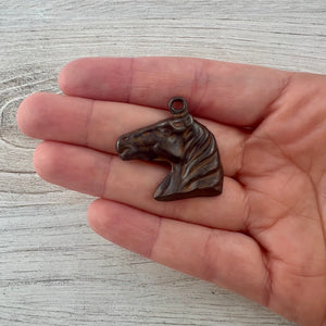 Horse Charm Pendant, Rustic Brown Equestrian, Carson's Cove Artisan Jewelry Supplies, BR-6304