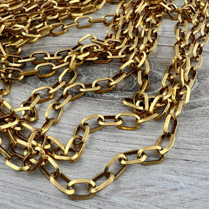 Chunky Oval Gold Chain, Thick Link Chain by the Foot, Jewelry Making Supplies, GL-2065