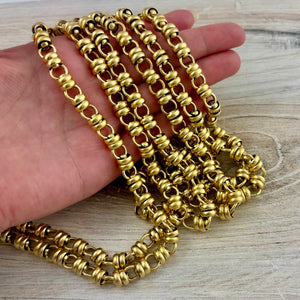 Gold Circle Alternating MultiRing Chain, Chunky Chain by the Foot, Antiqued Gold Jewelry Supplies, GL-2064