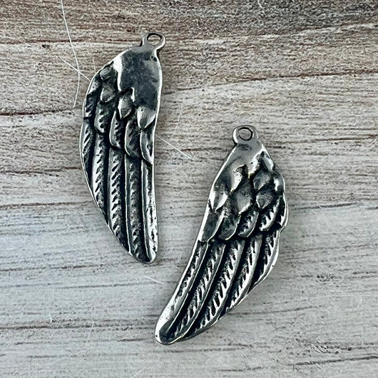 Angel Wing Charm Set, Left and Right Wings, Jewelry Making, PW-6323