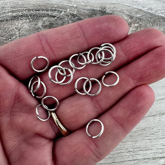 8mm Jump Rings, Silver Jump Rings, Antiqued Jump Rings, 25 jump rings, PW-3003