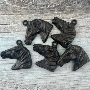 Horse Charm Pendant, Rustic Brown Equestrian, Carson's Cove Artisan Jewelry Supplies, BR-6304