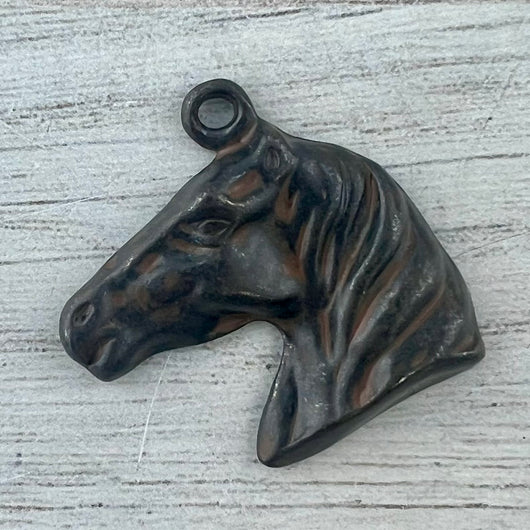 Horse Charm Pendant, Rustic Brown Equestrian, Carson's Cove Artisan Jewelry Supplies, BR-6304