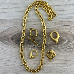 17 Inch Pre-Cut Chunky Paperclip Gold Chain, Ready Made Necklace Chain, Jewelry Making Supplies, GL-2071