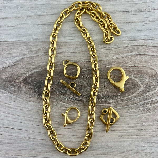 Load image into Gallery viewer, 17 Inch Pre-Cut Chunky Paperclip Gold Chain, Ready Made Necklace Chain, Jewelry Making Supplies, GL-2071
