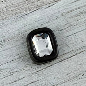 Bead, Crystal Clear Emerald Cut Rhinestone Bead, Small Rectangle Antiqued Rustic Brown, Jewelry Making Artisan Findings, BR-S042