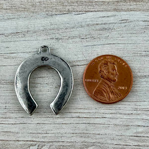 Horseshoe Pendant, Antiqued Silver Equestrian Jewelry Charm, Carson's Cove, Artisan Jewelry Supplies, PW-6307