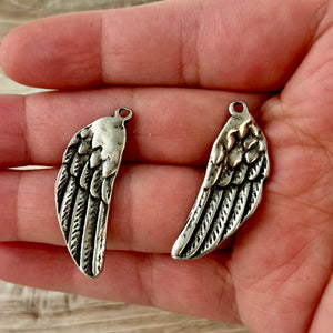 Angel Wing Charm Set, Left and Right Wings, Jewelry Making, PW-6323