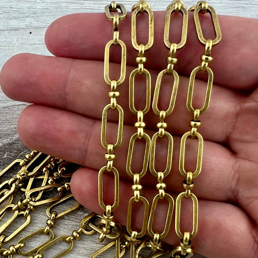 Vintage Alternating Link Chain, Knot Link Chain, Gold Chain, Chain by the Foot, Jewelry Supplies, GL-2070