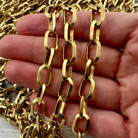 Chunky Oval Gold Chain, Thick Link Chain by the Foot, Jewelry Making Supplies, GL-2065