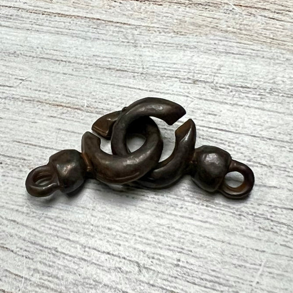 Load image into Gallery viewer, Smooth C Clasp Closure Rustic Brown Artisan Necklace Jewelry Components, BR-6288
