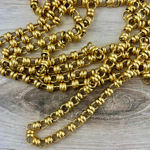 Gold Circle Alternating MultiRing Chain, Chunky Chain by the Foot, Antiqued Gold Jewelry Supplies, GL-2064