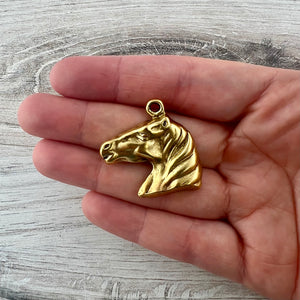 Horse Charm Pendant, Antiqued Gold Equestrian, Carson's Cove Artisan Jewelry Supplies, GL-6304