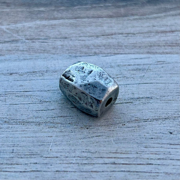 Load image into Gallery viewer, Chunky, Smooth Rectangle Artisan Tube Spacer Bead, Antiqued Silver Finding, Jewelry Components Supplies, PW-6281
