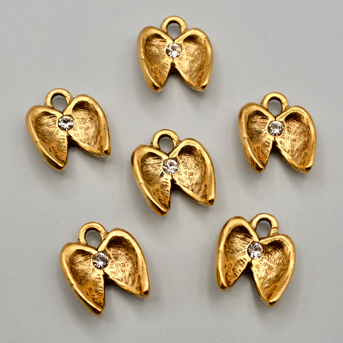 Rhinestone Angel Wings Charm, Gold Minimalist Charm, Jewelry Making, GL-6546