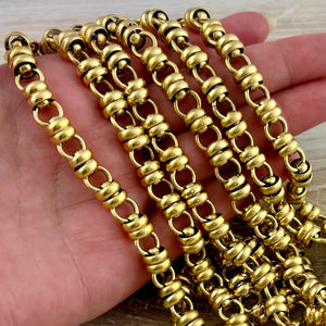 Gold Circle Alternating MultiRing Chain, Chunky Chain by the Foot, Antiqued Gold Jewelry Supplies, GL-2064