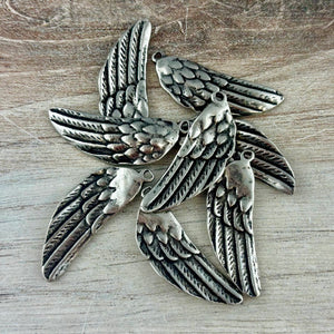 Angel Wing Charm Set, Left and Right Wings, Jewelry Making, PW-6323