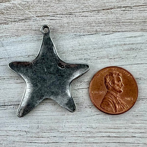 Medium Smooth Star Pendant, Silver Artisan Charm for Jewelry Design, PW-6312