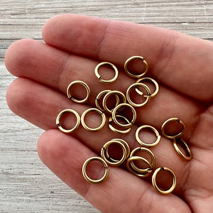 7.5mm Jump Rings, Sturdy Gold Jewelry Making Connectors, qty 20 rings, GL-3012