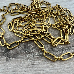 Vintage Alternating Link Chain, Knot Link Chain, Gold Chain, Chain by the Foot, Jewelry Supplies, GL-2070