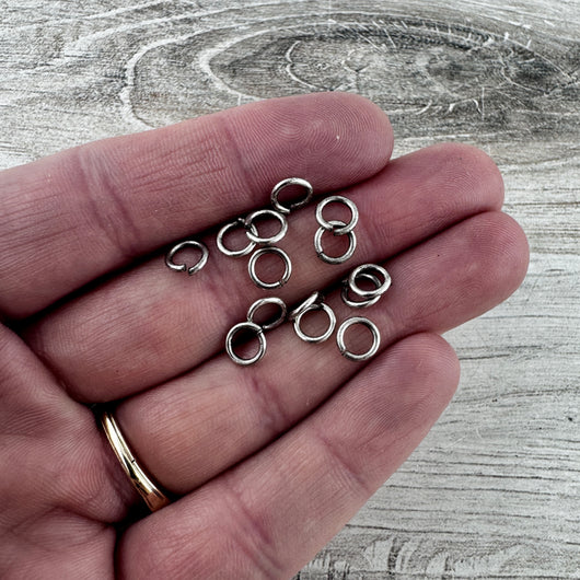 6mm Jump Rings, Silver Jump Rings, Antiqued Jump Rings, 50 jump rings, PW-3004