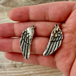 Angel Wing Charm Set, Left and Right Wings, Jewelry Making, PW-6323