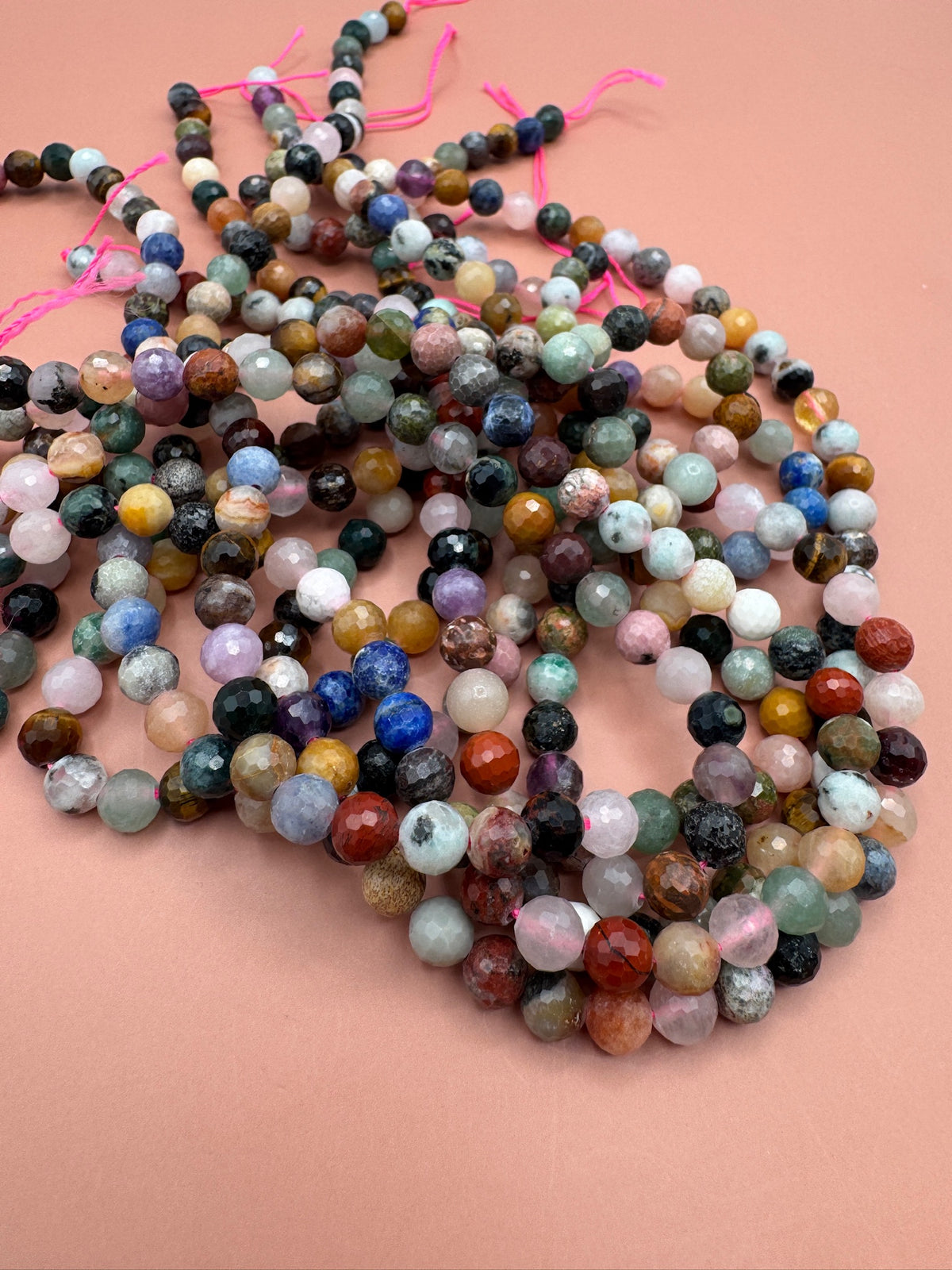 Multistone, Multicolor Faceted Round Beads, 6mm Faceted Round Beads, Full Strand BD-4077
