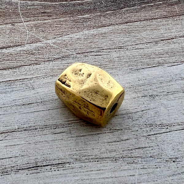 Load image into Gallery viewer, Chunky, Smooth Rectangle Artisan Tube Spacer Bead, Antiqued Gold Finding, Jewelry Components Supplies, GL-6281

