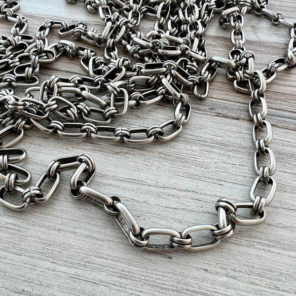 Load image into Gallery viewer, Silver Oval Chain, Alternating Long and Short Links, Chain by the Foot, Jewelry Supplies, PW-2059
