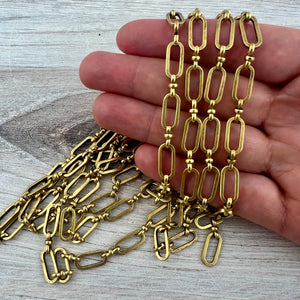 Vintage Alternating Link Chain, Knot Link Chain, Gold Chain, Chain by the Foot, Jewelry Supplies, GL-2070