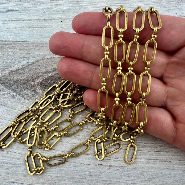 Load image into Gallery viewer, Vintage Alternating Link Chain, Knot Link Chain, Gold Chain, Chain by the Foot, Jewelry Supplies, GL-2070
