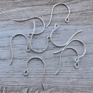 4 Pairs Silver Brass Ear Wires, Jewelry Making Artisan Findings, SL-3013