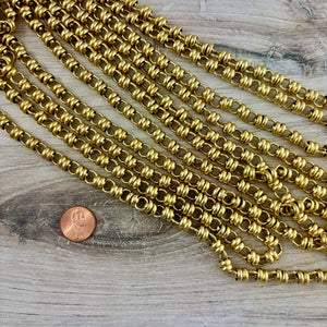 Gold Circle Alternating MultiRing Chain, Chunky Chain by the Foot, Antiqued Gold Jewelry Supplies, GL-2064