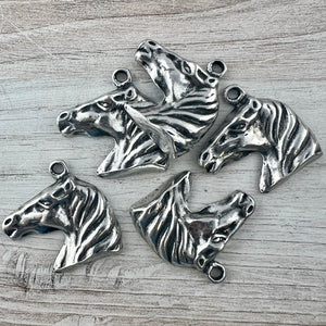 Horse Charm Pendant, Antiqued Silver Equestrian, Carsons Cove Artisan Jewelry Supplies, PW-6304