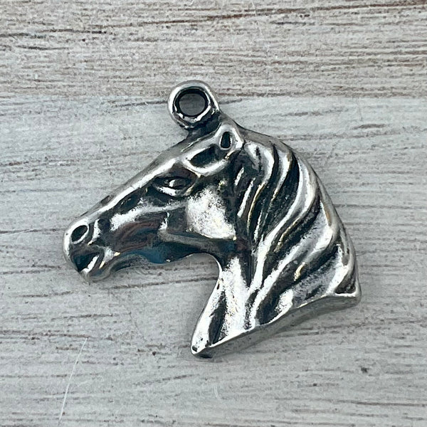 Load image into Gallery viewer, Horse Charm Pendant, Antiqued Silver Equestrian, Carsons Cove Artisan Jewelry Supplies, PW-6304
