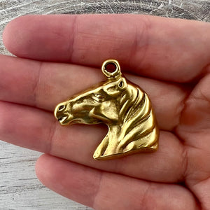 Horse Charm Pendant, Antiqued Gold Equestrian, Carson's Cove Artisan Jewelry Supplies, GL-6304