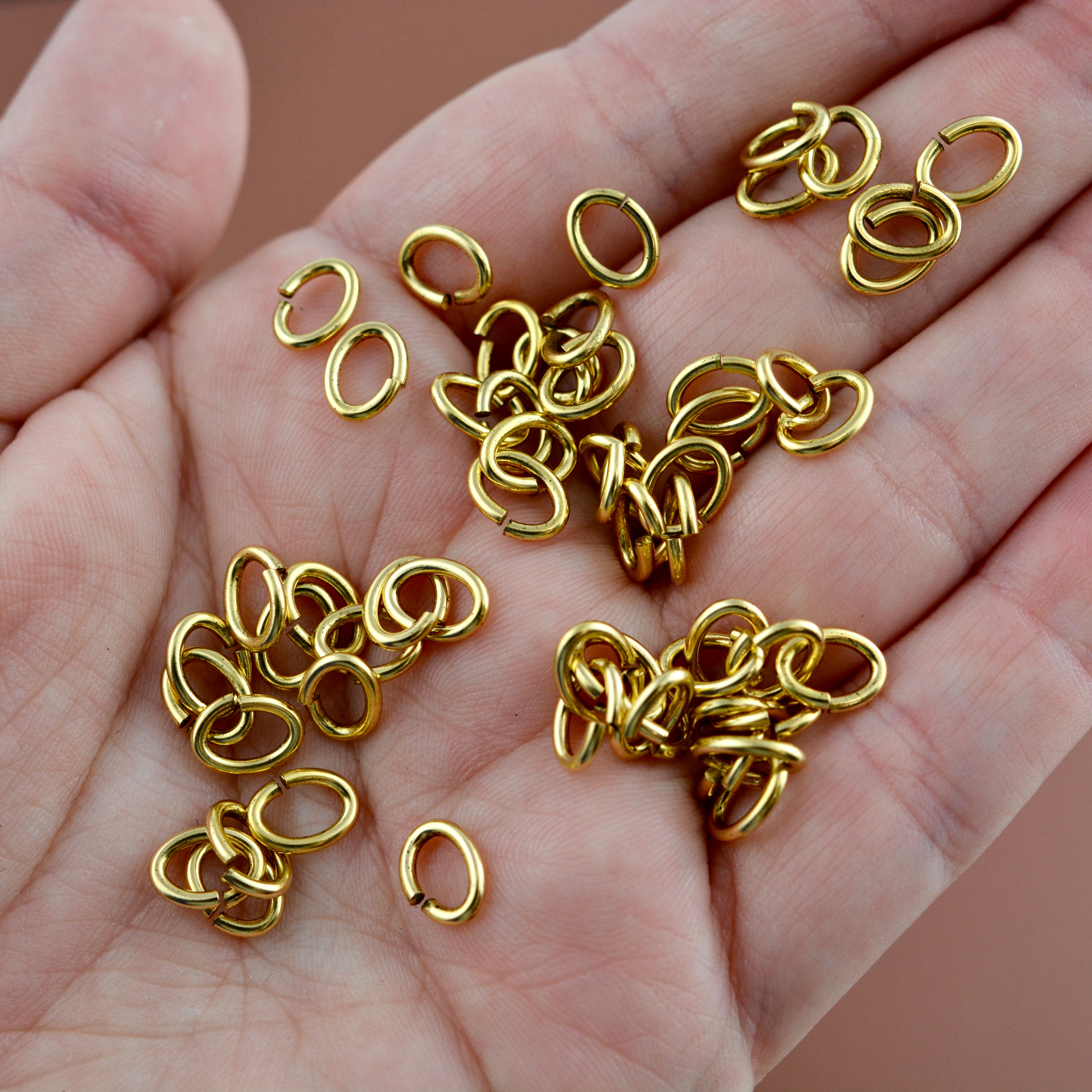 6x8mm Smooth Oval Antiqued Gold Jump Rings, Brass Jump Rings, 20 rings ...