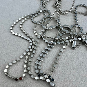 Silver Bead Ball Chain Necklace, 17 inch with 2 inch Extender, Jewelry Making Supplies, PW-2069