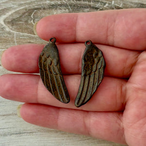 Angel Wing Charm Set, Left and Right Wings, Jewelry Making, BR-6323