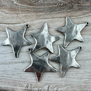 Medium Smooth Star Pendant, Silver Artisan Charm for Jewelry Design, PW-6312