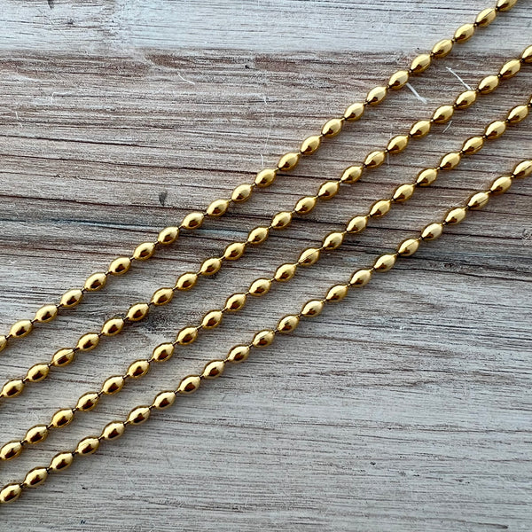 Load image into Gallery viewer, Gold Oval Ball Chain, Rice Chain, Bead Chain, Jewelry Making Supplies, GL-2063
